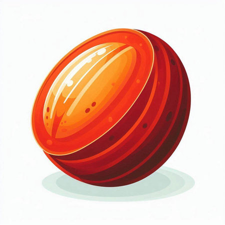 Cricket ball on a white background. Vector illustration in cartoon style.のイラスト素材