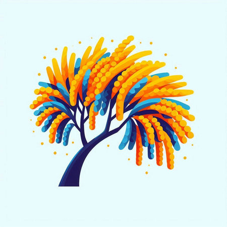 Abstract stylized tree on blue background. Vector illustration for your designのイラスト素材
