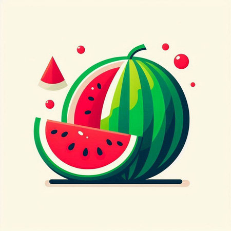 Watermelon fruit vector illustration in flat cartoon style. Watermelon icon.のイラスト素材
