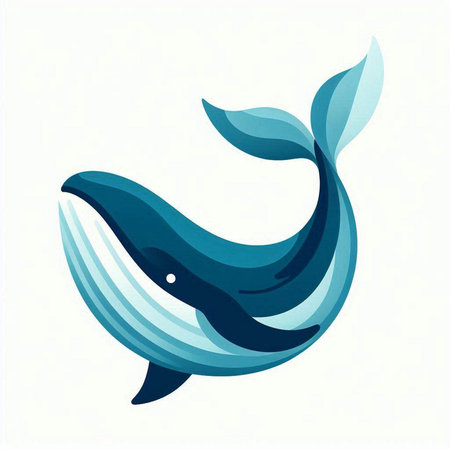 Blue whale icon isolated on white background. Vector illustration. Eps 10.のイラスト素材