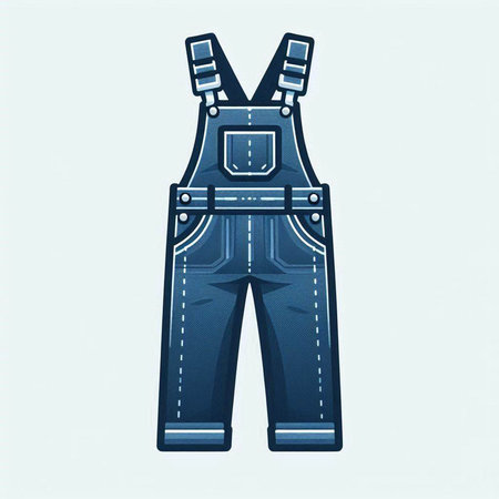 Denim overalls. Denim clothing. Jeans design. Vector illustration.のイラスト素材