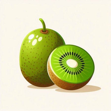 Kiwi fruit on white background. Vector illustration. Eps 10のイラスト素材