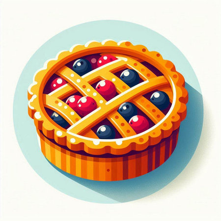 Blueberry pie. Vector illustration of a pie with berries on a white background.のイラスト素材