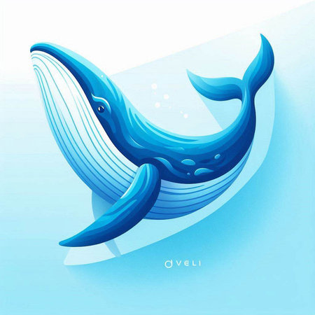 Blue whale on blue water background. Vector illustration for your design.のイラスト素材