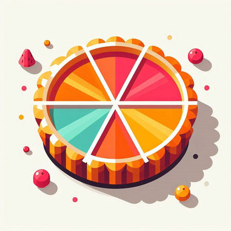 Colorful pie. Vector illustration in flat style. Colorful pie.のイラスト素材