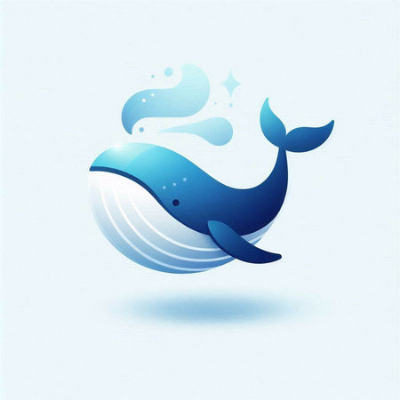 Blue whale icon on blue background. Vector illustration. Eps10.のイラスト素材
