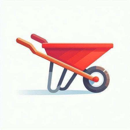 Wheelbarrow. Vector illustration. Isolated on white background.のイラスト素材