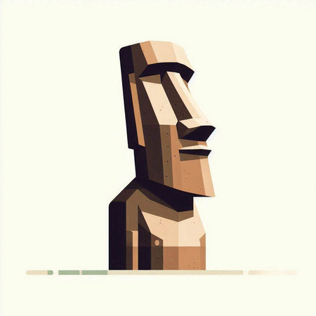 Ancient statue of Ahu Tongariki. Vector illustration in retro styleのイラスト素材
