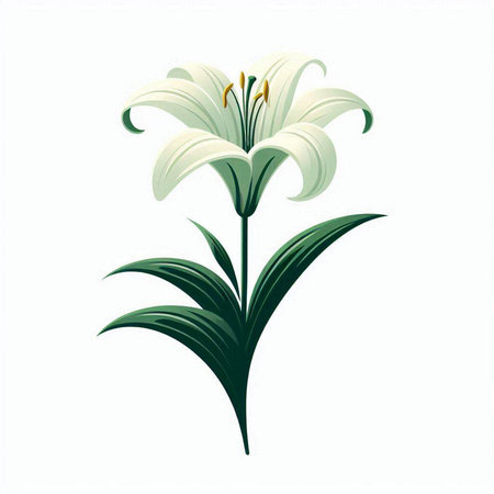 White lily flower isolated on white background. Vector illustration EPS10のイラスト素材