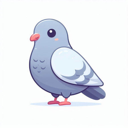 Pigeon on white background. Vector illustration in cartoon style.のイラスト素材