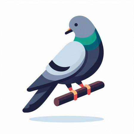 Pigeon on a branch. Vector illustration in flat style.のイラスト素材