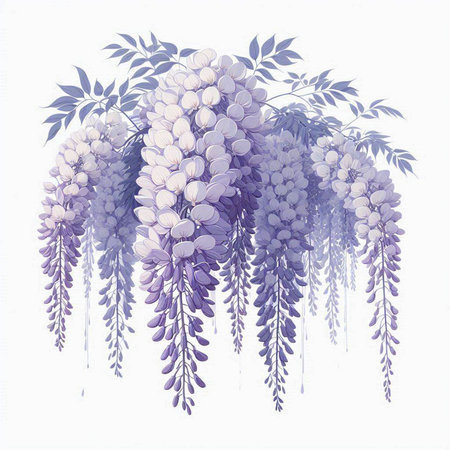 Wisteria flowers isolated on white background. Watercolor illustration.のイラスト素材
