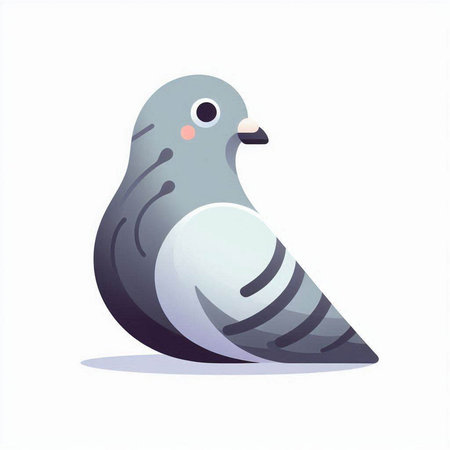 Pigeon on a white background. Vector illustration in cartoon style.のイラスト素材