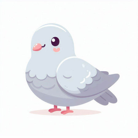 Cute pigeons on white background. Vector illustration in cartoon style.のイラスト素材