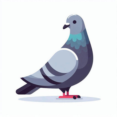 Pigeon on skates. Vector illustration in flat style.のイラスト素材