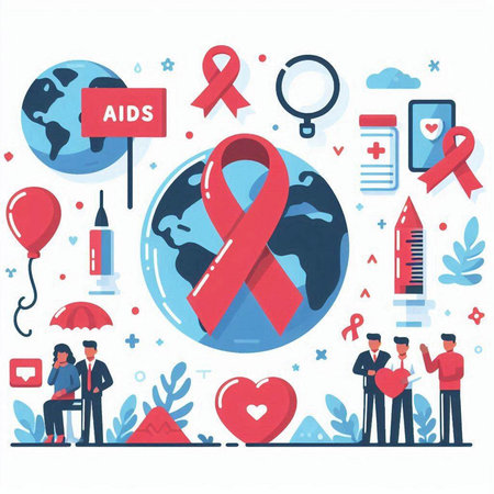 Vector illustration of World Aids Day concept in flat design style.のイラスト素材