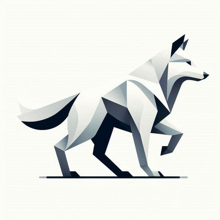 Abstract origami fox on white background. Vector illustration. Eps 10.のイラスト素材