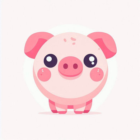 Cute pig. Vector illustration in cartoon style on white background.のイラスト素材