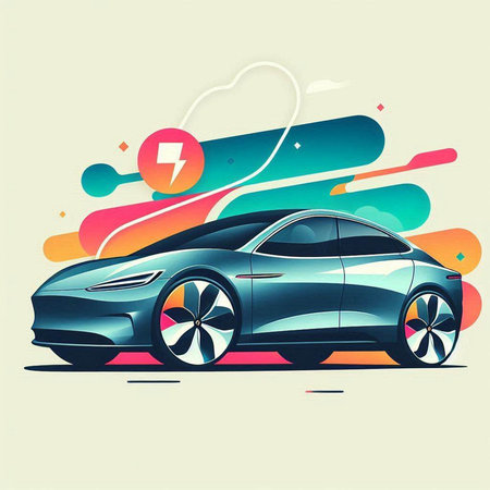 Modern car with abstract colorful background. Vector illustration. Eps 10.のイラスト素材