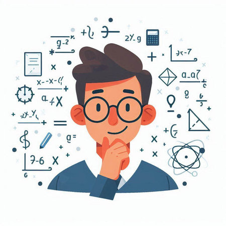 Vector illustration of a man in glasses. The concept of education and learning.のイラスト素材