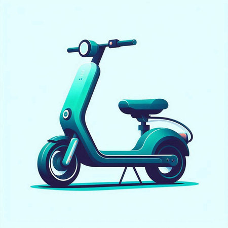 Vintage scooter on a blue background. Vector illustration in retro style.のイラスト素材