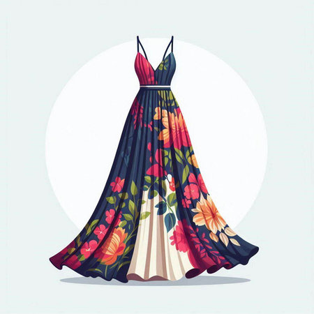 Wedding dress with floral pattern. Vector illustration. EPS 10のイラスト素材