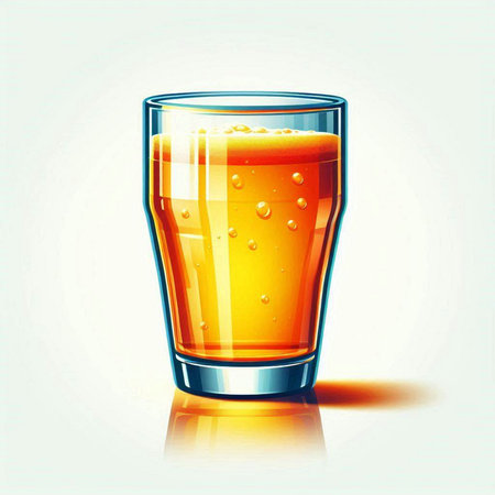 Illustration of a glass of beer with bubbles on a white backgroundのイラスト素材