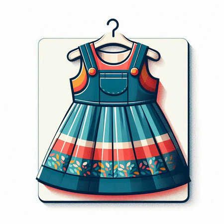Illustration of a dress with a pattern on a hanger.のイラスト素材