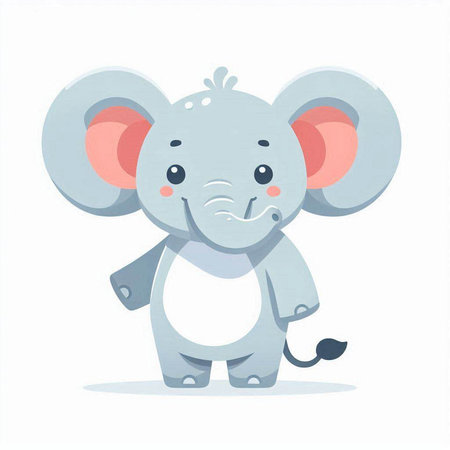 Cute cartoon elephant. Vector illustration isolated on a white background.のイラスト素材