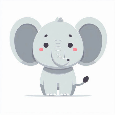 Cute cartoon elephant. Vector illustration isolated on a white background.のイラスト素材
