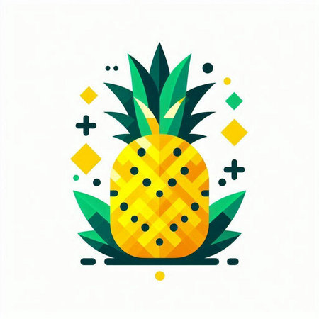 Pineapple fruit with geometric shapes. Vector illustration in flat style.のイラスト素材