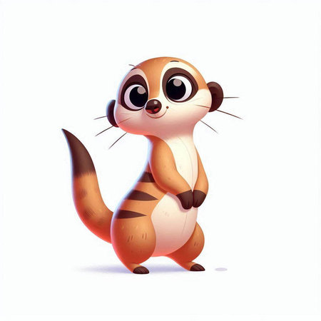 Cute cartoon meerkat isolated on white background. Vector illustration.のイラスト素材