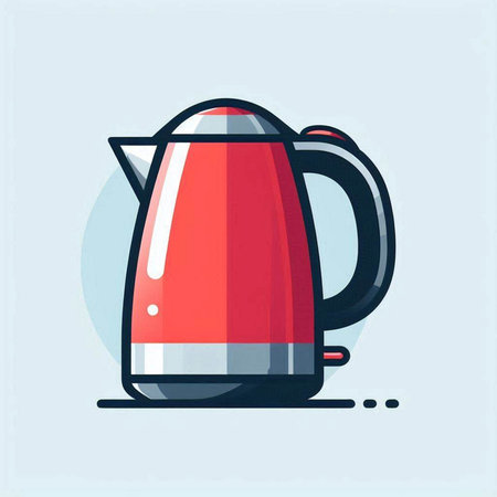 Electric kettle icon. Vector illustration in flat style. Isolated on white background.のイラスト素材