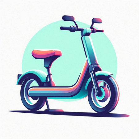 Vintage scooter on a white background. Vector illustration in retro style.のイラスト素材