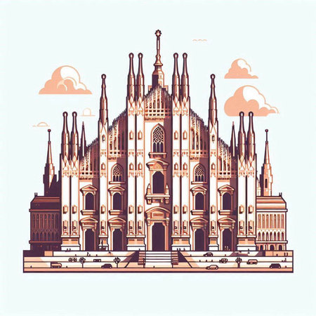 Barcelona Cathedral, Spain. Vector illustrationのイラスト素材
