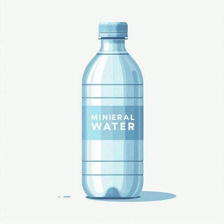 Vector illustration of a plastic bottle of water with the inscription - Wanna drink.のイラスト素材
