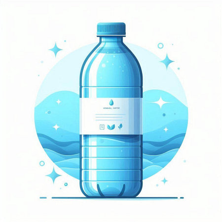 Plastic bottle of water. Vector illustration in flat design style.のイラスト素材