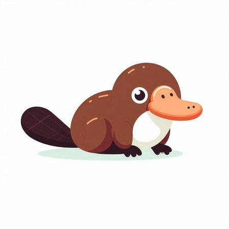 Cute cartoon platypus isolated on white background. Vector illustration.のイラスト素材