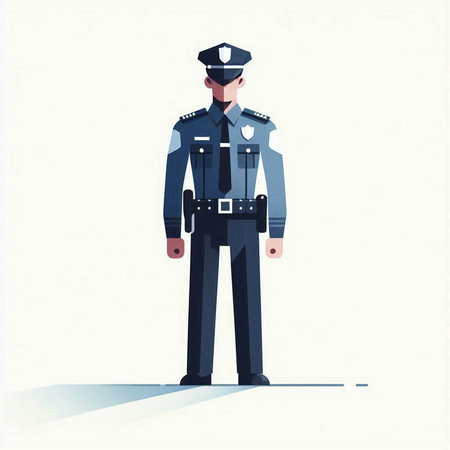 Policeman in uniform. Vector illustration in a flat style.のイラスト素材