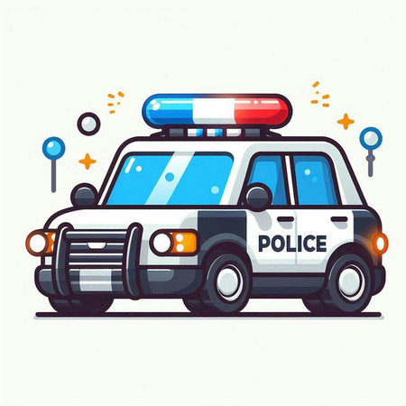 Police car. Vector illustration of a police car on white background.のイラスト素材