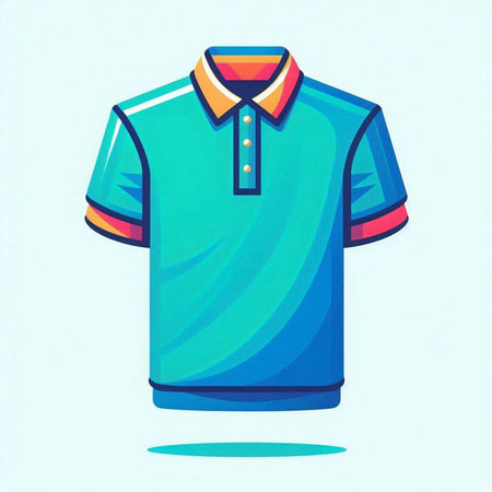 Colored polo shirt on a blue background. Vector illustration.のイラスト素材