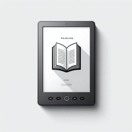 Tablet pc with book icon on the screen. Vector illustration.のイラスト素材