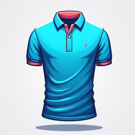 Blue polo shirt on a white background. Vector illustration of a polo shirt.のイラスト素材
