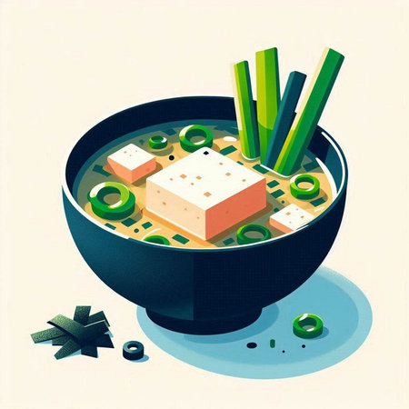 Illustration of japanese miso soup in the bowl.のイラスト素材
