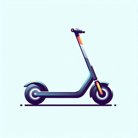 Modern scooter on a light blue background. Side view. Vector illustration.のイラスト素材