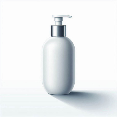 Realistic 3d white cosmetic bottle on a white background. Vector illustration.のイラスト素材