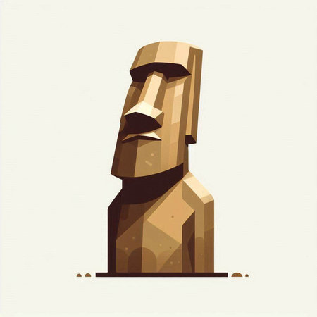 Statue of the Moai of Ahu Tongariki. Vector illustrationのイラスト素材