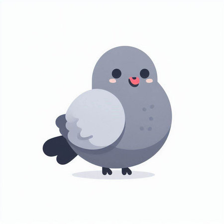 Pigeon isolated on white background. Cute cartoon character. Vector illustration.のイラスト素材