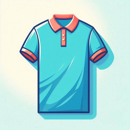 Illustration of a polo shirt on a light blue background.のイラスト素材