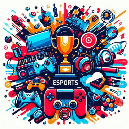 Vector illustration of gaming and entertainment doodle elements background in cartoon styleのイラスト素材